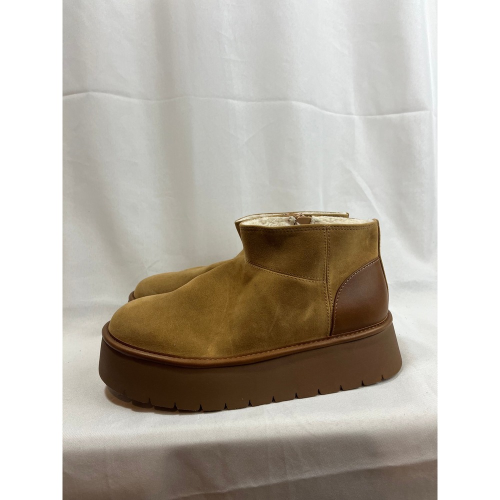Wild Fable Womens Platform Ankle Boots Tan Chestnut Faux Shearling Lug‎ Sole 7